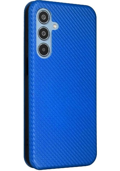 Samsung Galaxy M35 Manyetik Karbon Fiber Deri Için Flip Case Folio Kapak (Yurt Dışından)