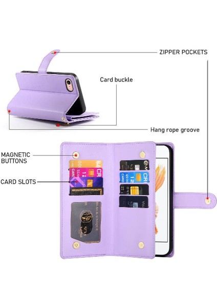 IPhone 7/8 Cüzdan Çok Fonksiyonlu Standı Iş Crossbody Için Flip Case (Yurt Dışından) modelleri