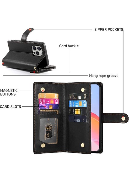 IPhone 16 Için Flip Case Pro Çok Fonksiyonlu Iş Crossbody Kayış (Yurt Dışından) modelleri
