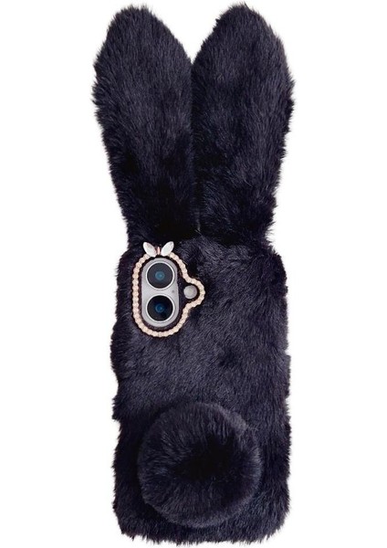 IPhone 16 Için Kılıf Sevimli Peluş Tavşan Kulaklar Peluş Telefon Kılıfı Sonbahar ve (Yurt Dışından)