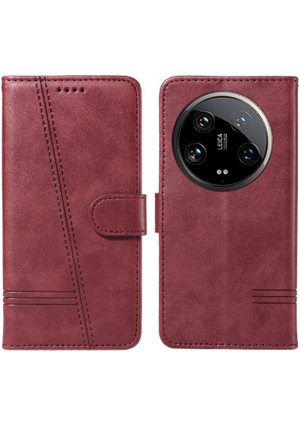 Xiaomi 14 Ultra Kredi Kartı Yuvası ile Preslenmiş Pu Deri Için Filp Durumda (Yurt Dışından)