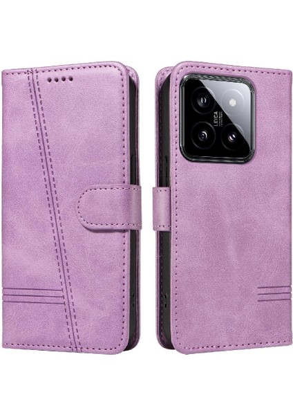 Xiaomi 14 Için Filp Durumda Kredi ile Preslenmiş Pu Deri Cüzdan Telefon Kılıfı (Yurt Dışından)