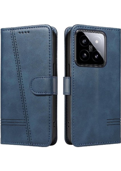 Xiaomi 14 Için Filp Durumda Kredi ile Preslenmiş Pu Deri Cüzdan Telefon Kılıfı (Yurt Dışından)