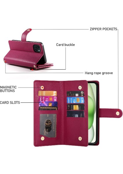 IPhone 15 Için Flip Case Artı Iş Crossbody Kayış Çok Fonksiyonlu (Yurt Dışından) indirimleri