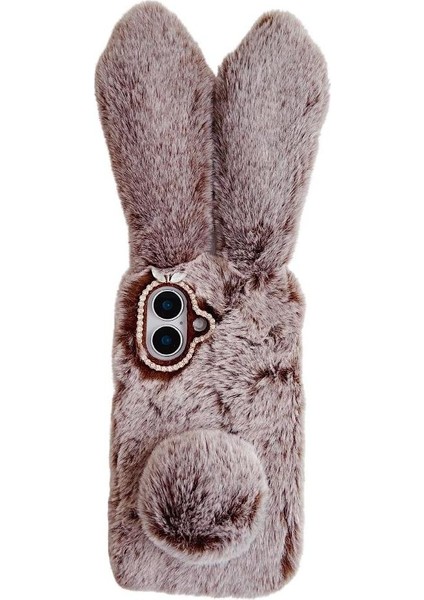 IPhone 16 Için Kılıf Sevimli Peluş Tavşan Kulaklar Peluş Telefon Kılıfı Sonbahar ve (Yurt Dışından)