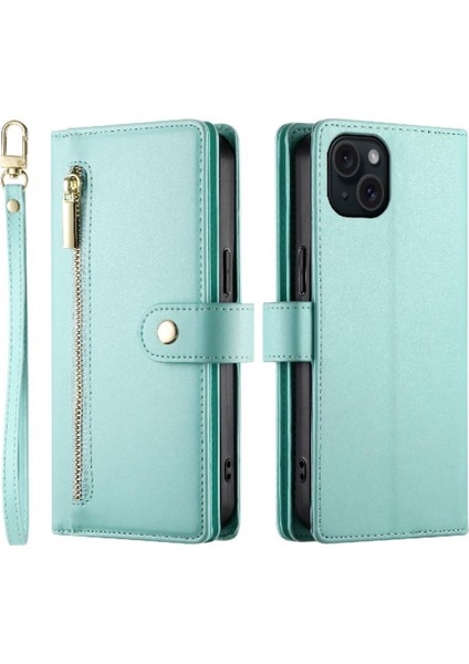 IPhone 15 Için Flip Case Artı Iş Crossbody Kayış Çok Fonksiyonlu (Yurt Dışından)