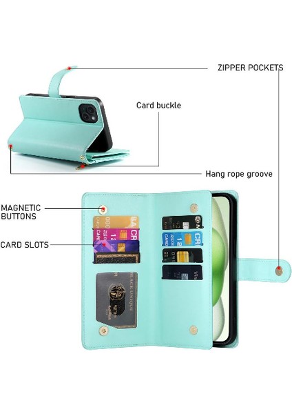 IPhone 15 Için Flip Case Artı Iş Crossbody Kayış Çok Fonksiyonlu (Yurt Dışından) fırsatları