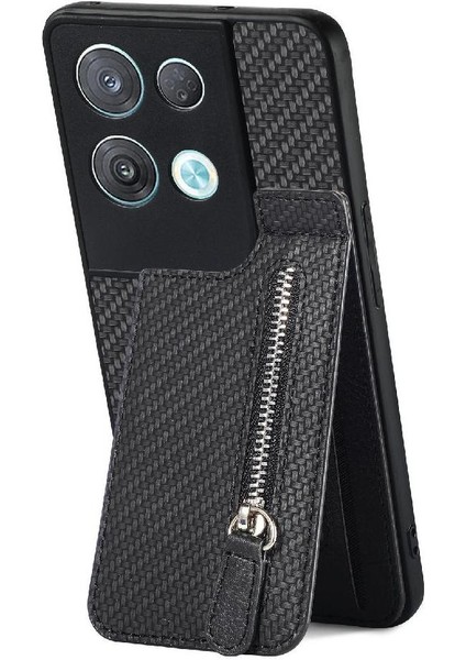 Oppo Oppo 8 Pro 5g Için Kılıf Fermuar Standı Cüzdan Crad Yuvası Manyetik Araba (Yurt Dışından)