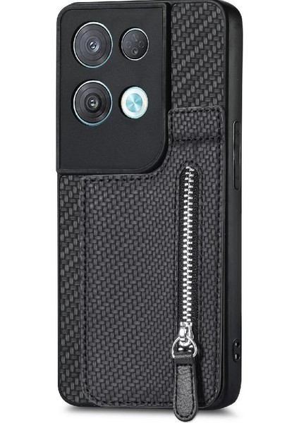 Oppo Oppo 8 Pro 5g Için Kılıf Fermuar Standı Cüzdan Crad Yuvası Manyetik Araba (Yurt Dışından)
