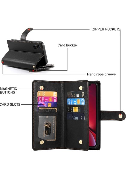 IPhone X/xs Cüzdan Çok Fonksiyonlu Iş Crossbody Kayış Için Flip Case (Yurt Dışından) indirimleri