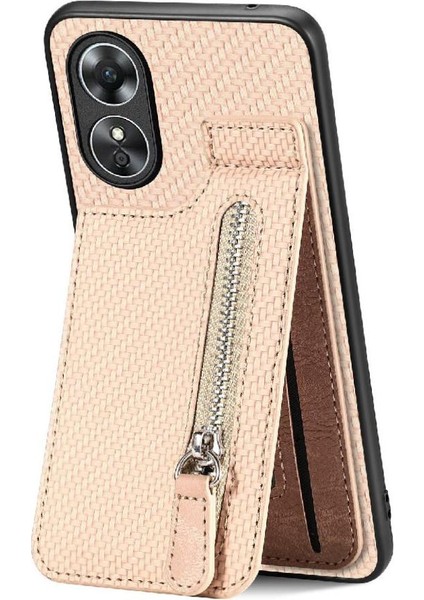 Oppo A17 Için Kılıf Manyetik Araç Montaj Standı Fermuar Cüzdan Crad Yuvası (Yurt Dışından)