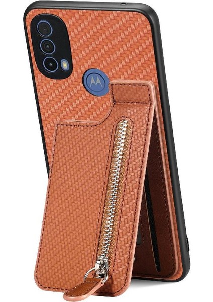 Motorola Moto E20/E30 Standı Cüzdan Manyetik Araç Montaj Fermuar Crad (Yurt Dışından)