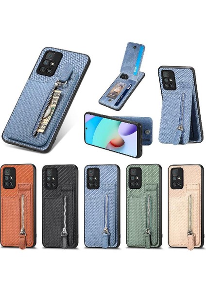 Xiaomi Redmi Için Kılıf 10 Manyetik Araç Montaj Fermuar Cüzdan Standı Crad Yuvası (Yurt Dışından)