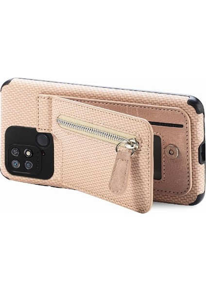 Xiaomi Redmi 10C Cüzdan Manyetik Araç Montaj Crad Yuvası Fermuar Standı (Yurt Dışından)