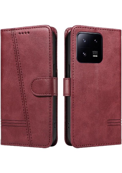 Xiaomi 13 Için Filp Durumda Ayrılabilir Siyah Bilezik Preslenmiş Pu Deri Telefon (Yurt Dışından)