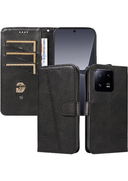 Xiaomi 13 Için Filp Durumda Ayrılabilir Siyah Bilezik Preslenmiş Pu Deri Telefon (Yurt Dışından)