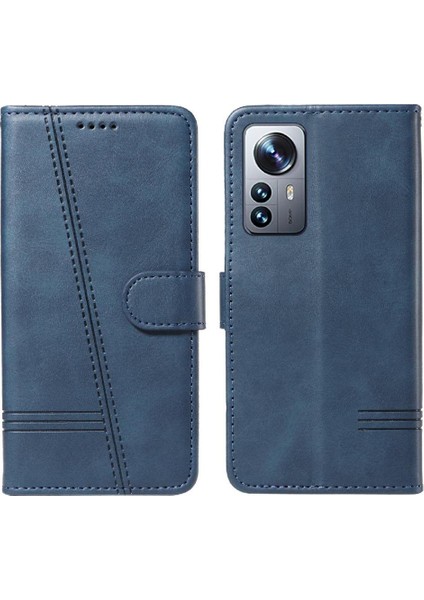Kredi Kartı Yuvası ile Xiaomi 12 Pro Için Filp Durumda Preslenmiş Pu Deri Telefon (Yurt Dışından)