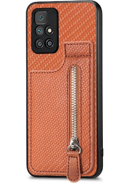 Xiaomi Redmi Için Kılıf 10 Manyetik Araç Montaj Fermuar Cüzdan Standı Crad Yuvası (Yurt Dışından)