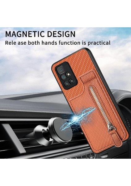 Xiaomi Redmi Için Kılıf 10 Manyetik Araç Montaj Fermuar Cüzdan Standı Crad Yuvası (Yurt Dışından)