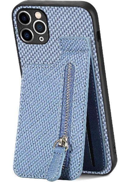 IPhone 11 Için Kılıf Pro Max Standı Crad Yuvası Fermuar Cüzdan Manyetik Araç Montaj (Yurt Dışından)