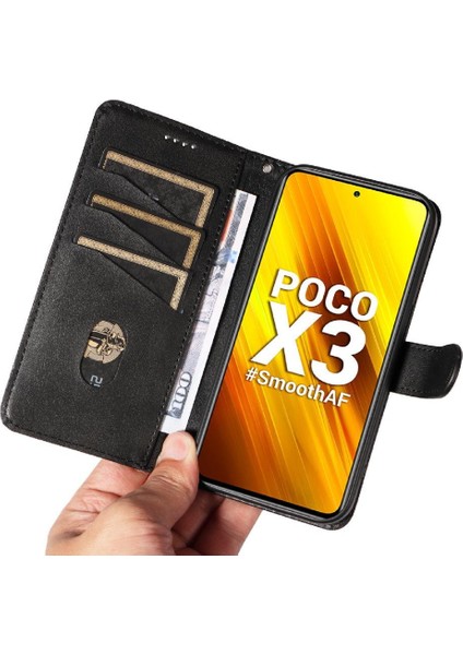 Xiaomi Poco X3 Nfc Için Kredi Kartı Yuvası ile Ayrılabilir Siyah Pu (Yurt Dışından)