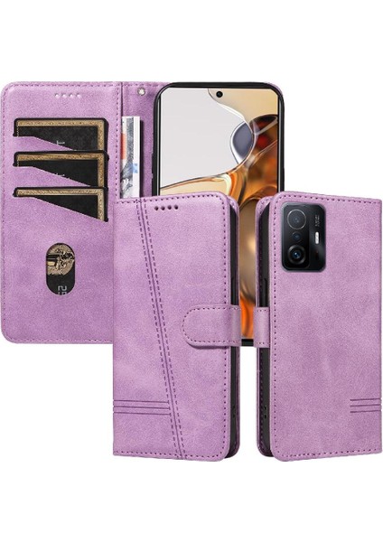 Xiaomi 11T/11T Pro Için Filp Durumda Ayrılabilir Siyah Bilezik Preslenmiş Pu Kılıf (Yurt Dışından)