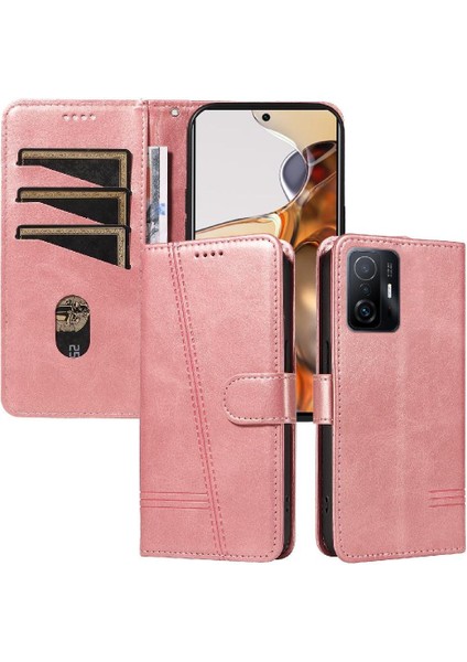 Xiaomi 11T/11T Pro Için Filp Durumda Ayrılabilir Siyah Bilezik Preslenmiş Pu Kılıf (Yurt Dışından)