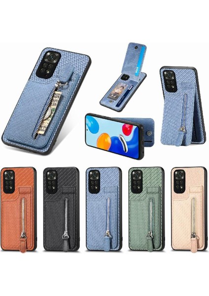 Xiaomi Redmi Not 11 Için Kılıf 4g Crad Yuvası Standı Cüzdan Fermuar Manyetik (Yurt Dışından)