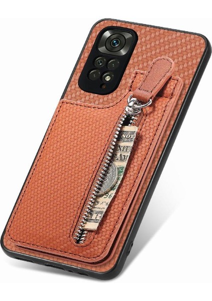 Xiaomi Redmi Not 11 Için Kılıf 4g Crad Yuvası Standı Cüzdan Fermuar Manyetik (Yurt Dışından)