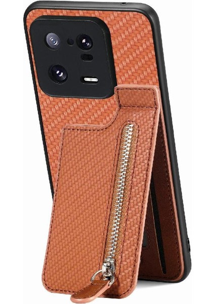 Xiaomi 13 Pro 5g Için Kılıf Standı Crad Yuvası Fermuar Manyetik Araç Montaj Cüzdan (Yurt Dışından)