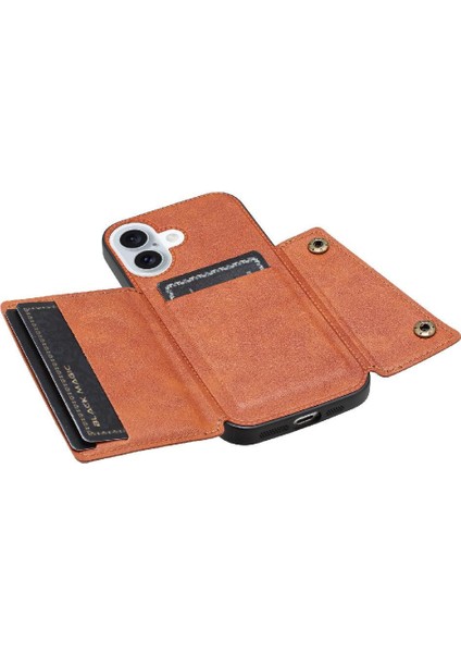 IPhone 16 Için Cüzdan Kılıf Cüzdan Kılıf Darbeye Koruyucu Kickstand Kart (Yurt Dışından) modelleri