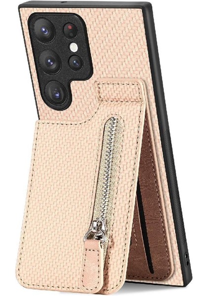 Samsung Galaxy S23 Ultra Fermuar Cüzdan Standı Manyetik Araç Montaj (Yurt Dışından)
