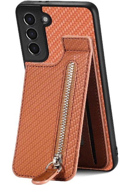 Samsung Galaxy S21 Manyetik Araç Montaj Fermuar Cüzdan Standı Crad (Yurt Dışından)