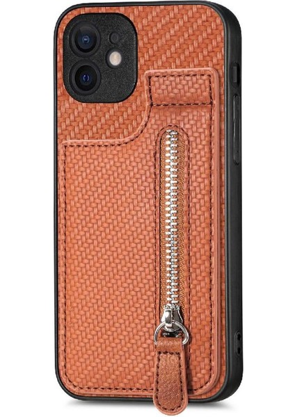 IPhone 11 Için Kılıf Cüzdan Crad Yuvası Fermuar Standı Manyetik Araç Montaj (Yurt Dışından)