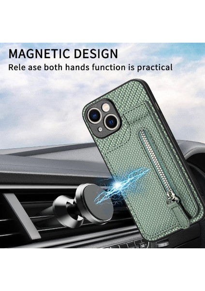IPhone 15 Artı Crad Yuvası Manyetik Araç Montaj Cüzdan Standı Fermuar (Yurt Dışından)