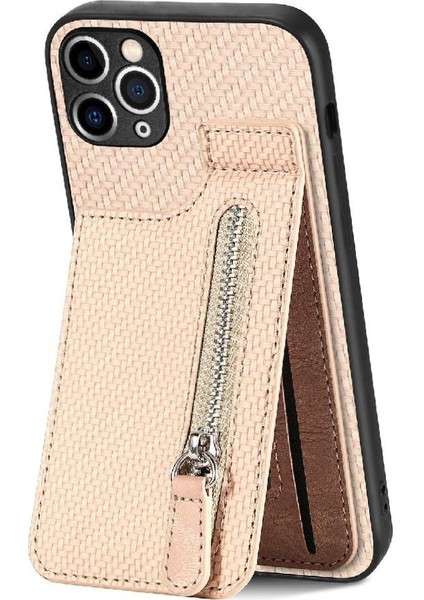 IPhone 11 Için Kılıf Pro Cüzdan Crad Yuvası Standı Fermuar Manyetik Araç Montaj (Yurt Dışından)