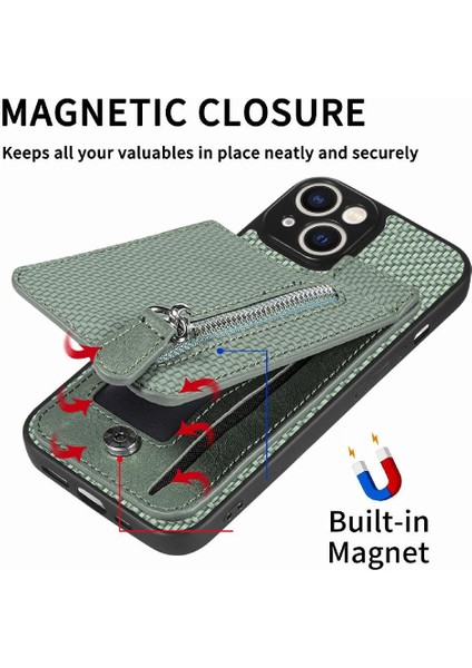 IPhone 14 Için Kılıf Crad Yuvası Cüzdan Manyetik Araç Montaj Standı Fermuar (Yurt Dışından) fırsatları