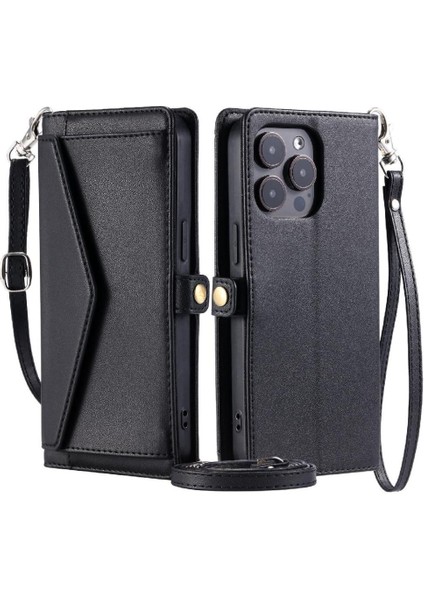 Cüzdan Crossbody Durumda IPhone 13 Pro Max Rfıd Engelleme Fermuar Faturaları (Yurt Dışından)