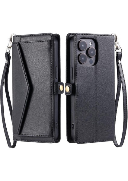 Cüzdan Crossbody Durumda IPhone 13 Pro Max Rfıd Engelleme Fermuar Faturaları (Yurt Dışından)