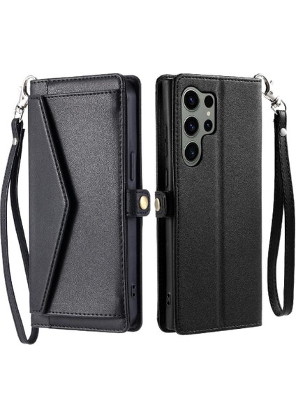Cüzdan Crossbody Kılıf Samsung Galaxy S24 Ultra Fermuar Faturaları Yuvası Rfıd (Yurt Dışından)