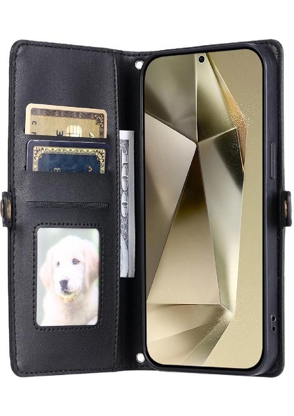 Cüzdan Crossbody Kılıf Samsung Galaxy S24 Ultra Fermuar Faturaları Yuvası Rfıd (Yurt Dışından)