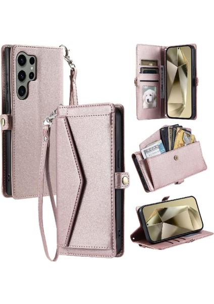 Cüzdan Crossbody Kılıf Samsung Galaxy S24 Ultra Fermuar Faturaları Yuvası Rfıd (Yurt Dışından)