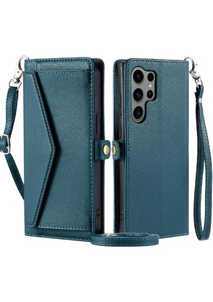 Cüzdan Crossbody Kılıf Samsung Galaxy S24 Ultra Fermuar Faturaları Yuvası Rfıd (Yurt Dışından)