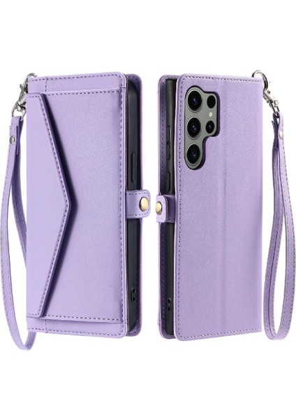 Cüzdan Crossbody Kılıf Samsung Galaxy S24 Ultra Fermuar Faturaları Yuvası Rfıd (Yurt Dışından)