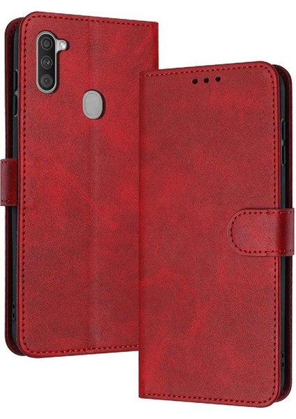 Samsung Galaxy A11 Kickstand Saf Renk Pu Deri ile Flip Case (Yurt Dışından)