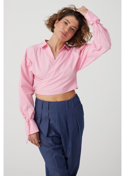 Pembe Asimetrik Bluz