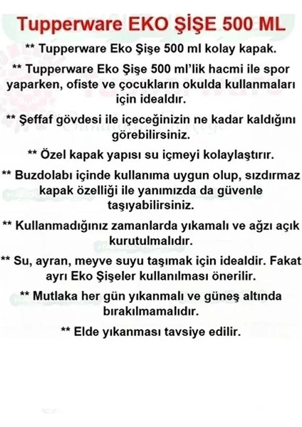 Eco Şişe Suluk 500 ml 2'li Turuncu ve Yeşil Dayanıklı Spor ve Outdoor Kullanım için fiyatları