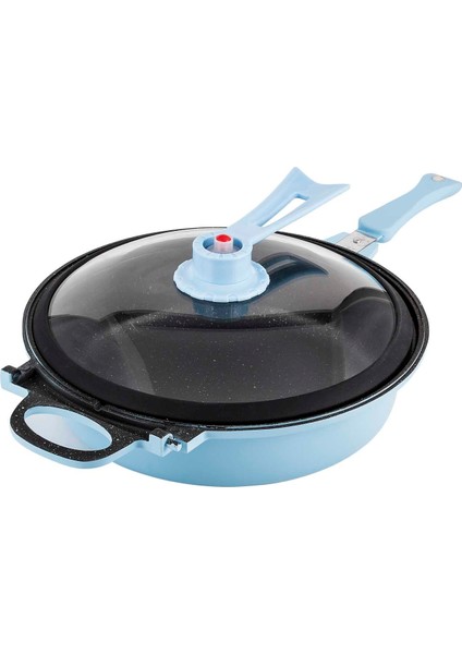 Ppp 3261 32Cm Bio Granit Vakumlu Cam Kapaklı Çift Taraflı Tava