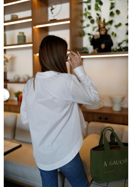 Beyaz Gömlek Yaka Crop Gömlek fırsatları