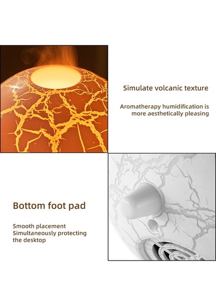 YUEKEDA-D612 Atmosfer Işığı Alev Çatlak Aromaterapi Nemlendirici (Yurt Dışından)